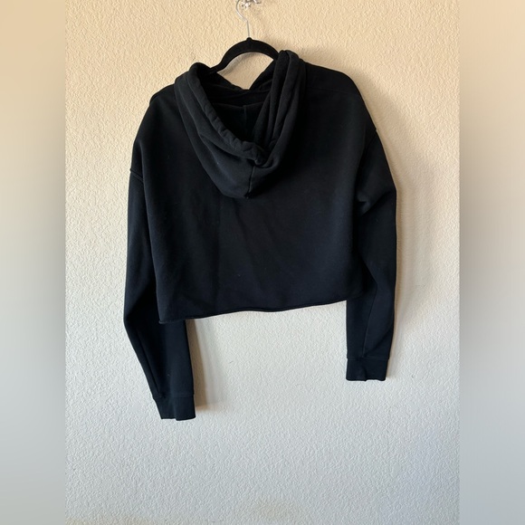 Wild Fable Women Extra Large Solid Ebony Cropped Hoodie Sweatshirt White Strings - Picture 6 of 6